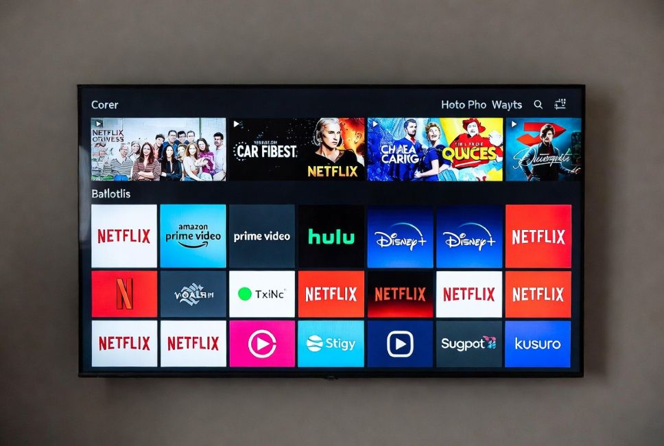 modern smart TV interface showing multiple streaming apps